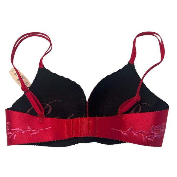 RARE Victoria’s Secret 34B Push-Up Bra Red Roses Script NWT Embroidered - Picture 2 of 8